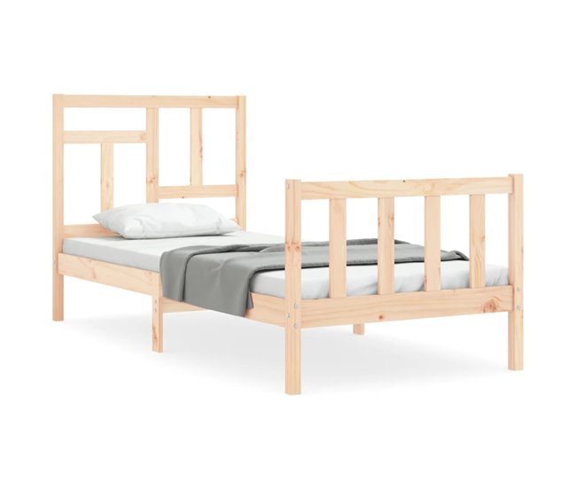 Conforama Estructura de cama con cabecero madera maciza