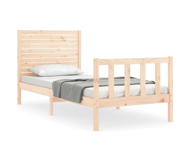 Conforama Estructura de cama con cabecero madera maciza