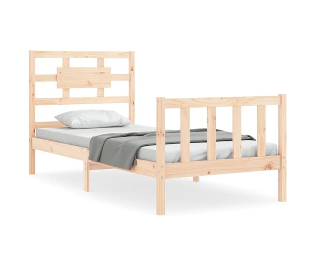 Conforama Estructura de cama con cabecero madera maciza
