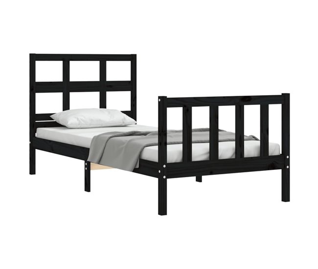 Conforama Estructura De Cama Con Cabecero Madera Maciza Negro