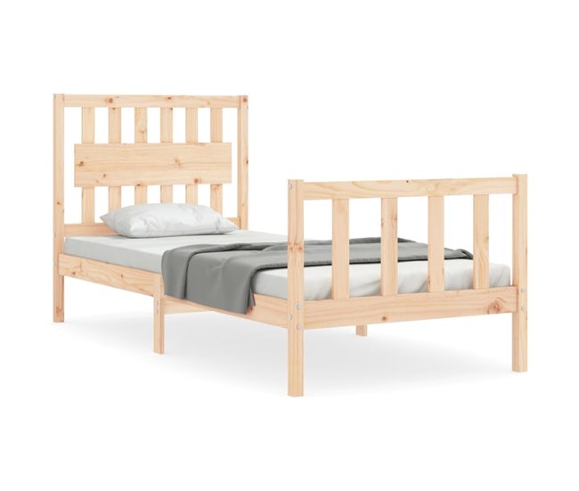 Conforama Estructura de cama con cabecero madera maciza