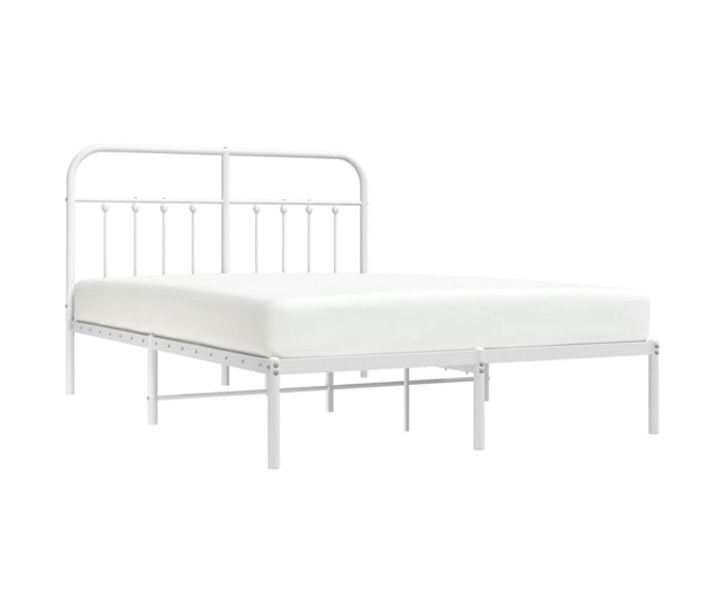 Conforama Estructura De Cama Con Cabecero Metal Blanca 140x200 Cm Con Cabecero