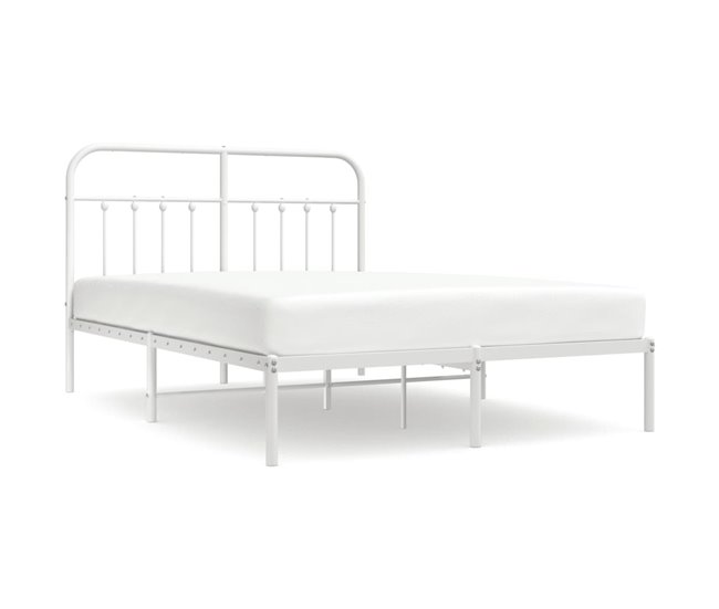 Conforama Estructura de cama con cabecero metal blanca 140x200 cm con cabecero