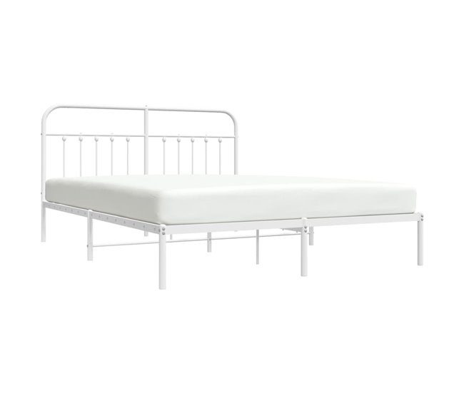 Conforama Estructura De Cama Con Cabecero Metal Blanca 160x200 Cm Con Cabecero