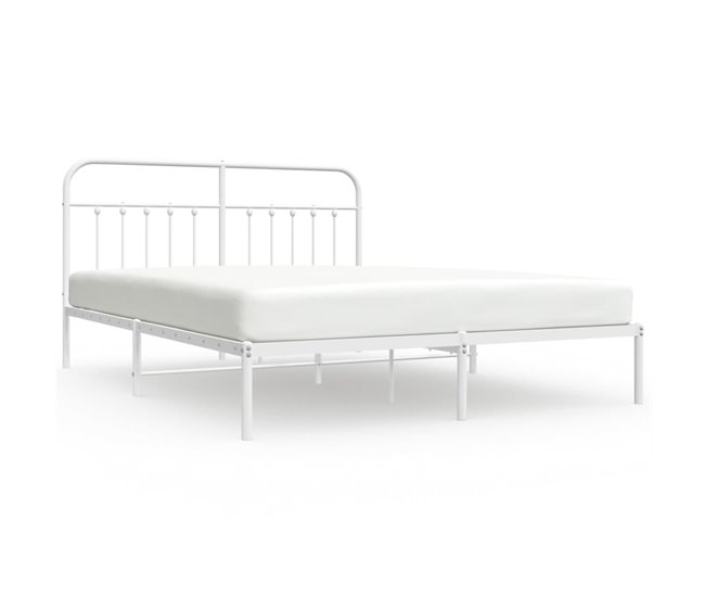 Conforama Estructura de cama con cabecero metal blanca 160x200 cm con cabecero