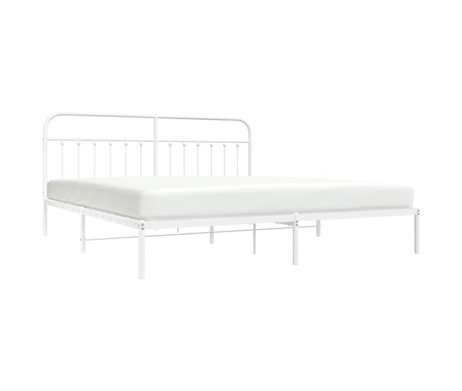 Conforama Estructura De Cama Con Cabecero Metal Blanca 200x200 Cm Con Cabecero