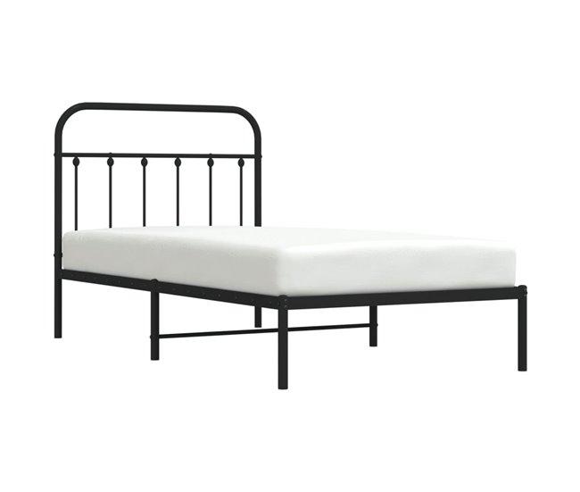 Conforama Estructura De Cama Con Cabecero Metal Negro 100x190 Cm Con Cabecero