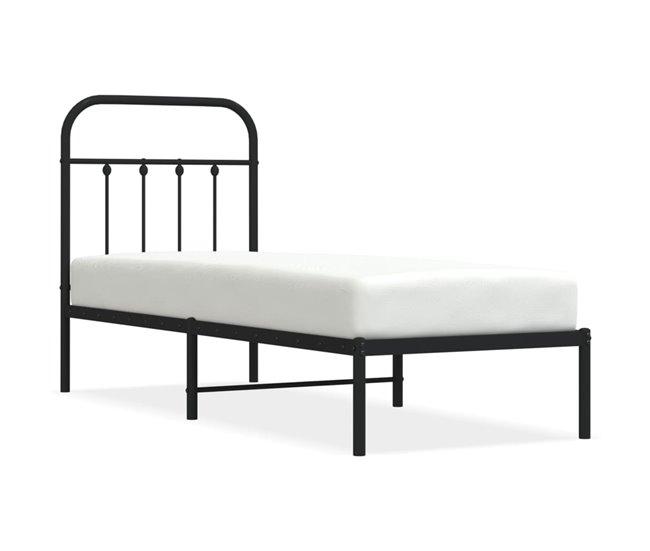 Conforama Estructura de cama con cabecero metal negro 75x190 cm con cabecero