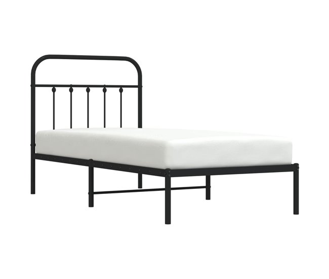 Conforama Estructura De Cama Con Cabecero Metal Negro 80x200 Cm Con Cabecero
