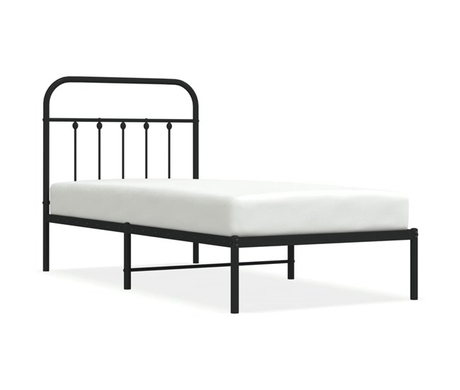 Conforama Estructura de cama con cabecero metal negro 80x200 cm con cabecero