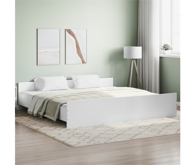 Conforama Estructura De Cama Con Cabecero Piecero Blanco 200x200 Cm