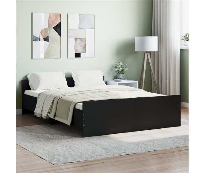 Conforama Estructura De Cama Con Cabecero Piecero Negro 135x190cm