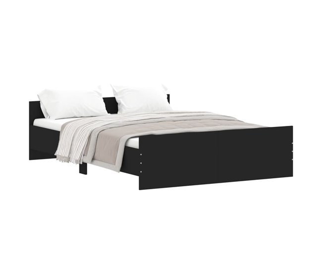 Conforama Estructura de cama con cabecero piecero negro 135x190cm