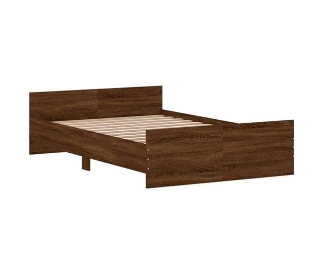 Conforama Estructura De Cama Con Cabecero Piecero Roble Marrón 120x200 Cm