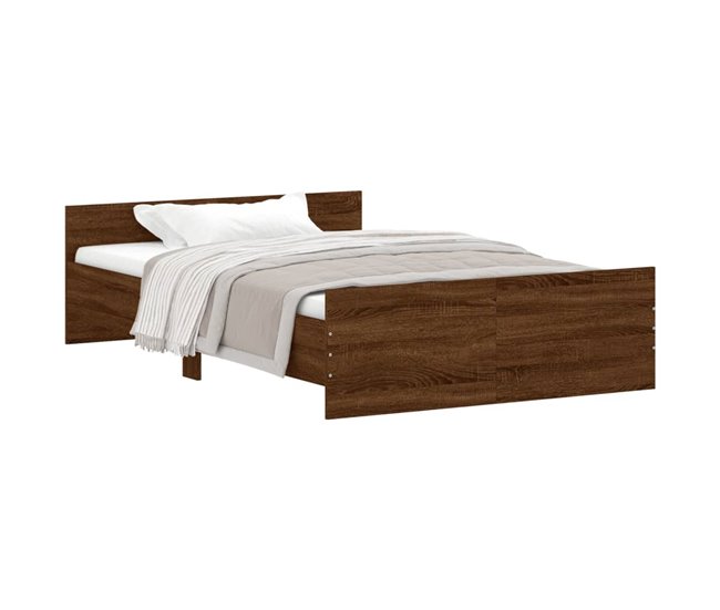 Conforama Estructura De Cama Con Cabecero Piecero Roble Marrón 120x200 Cm