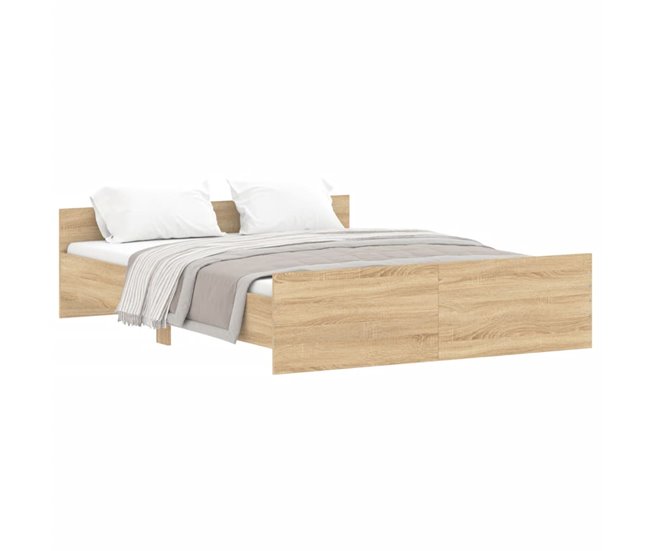 Conforama Estructura de cama con cabecero piecero roble Sonoma 150x200 cm
