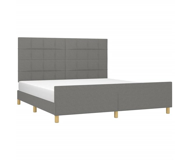 Conforama Estructura De Cama Con Cabecero Tela Gris Oscuro 180x200 Cm Bloques Con Cuadros