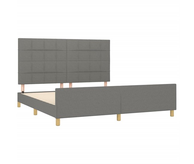 Conforama Estructura De Cama Con Cabecero Tela Gris Oscuro 180x200 Cm Bloques Con Cuadros