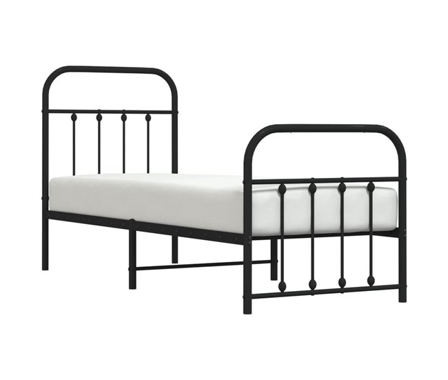 Conforama Estructura De Cama Con Cabecero Y Estribo Metal Negro 75x190 Cm Con Cabecero Y Pie De Cama