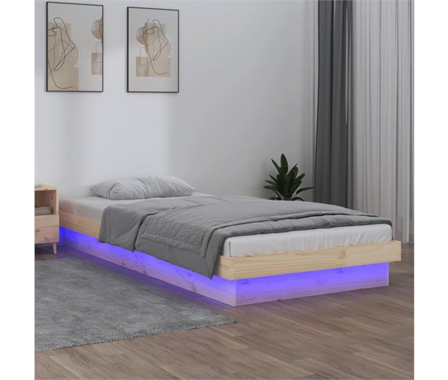 Conforama Estructura De Cama Con LED Madera Maciza 75x190 Cm