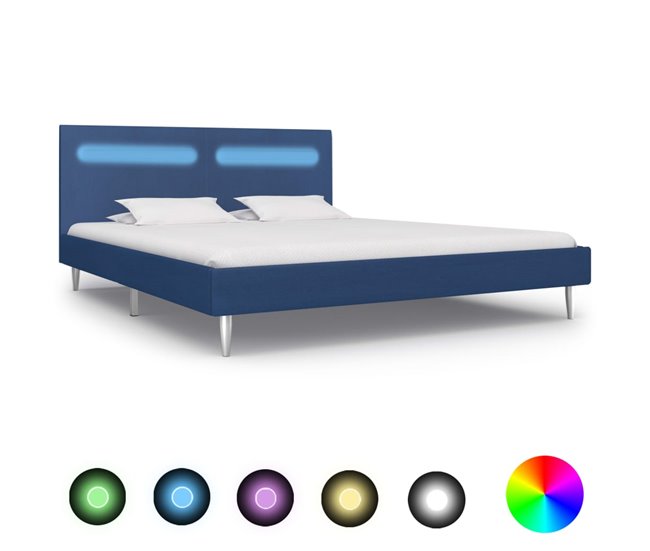 Conforama Estructura De Cama Con LED Tela Azul 180x200 Cm