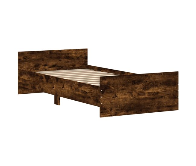 Conforama Estructura De Cama Contrachapada Roble Ahumado 90x200 Cm
