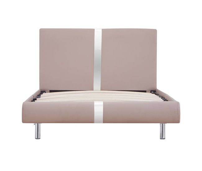 Conforama Estructura De Cama De Cuero Sintético Capuchino 90x200 Cm