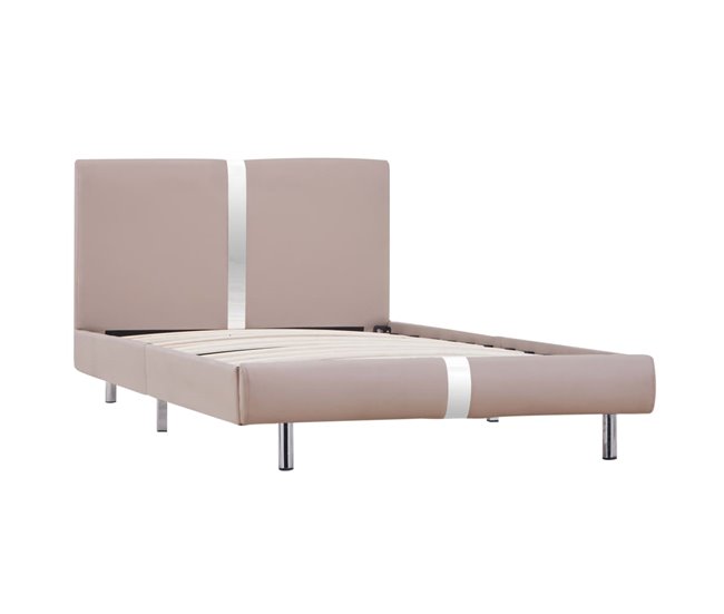 Conforama Estructura de cama de cuero sintético capuchino 90x200 cm