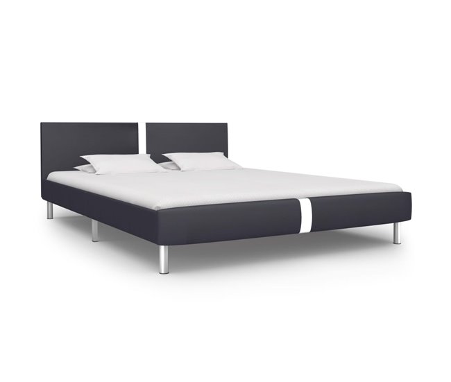Conforama Estructura De Cama De Cuero Sintético Negro 120x200 Cm