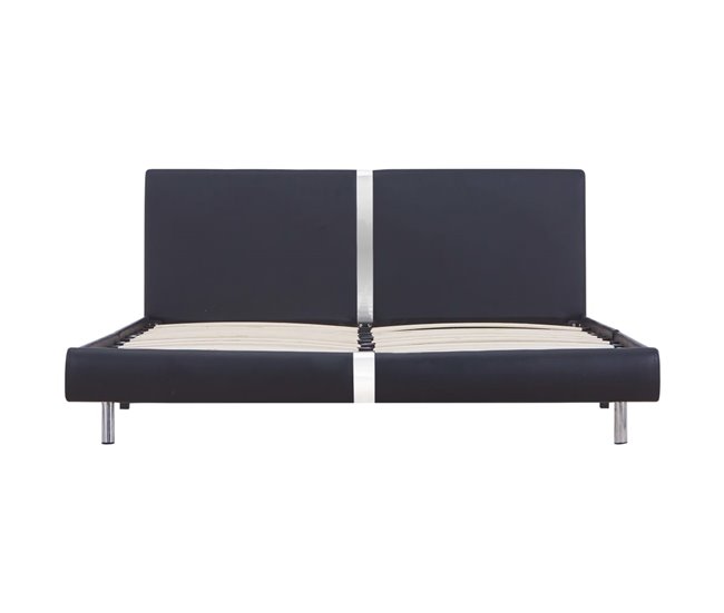 Conforama Estructura De Cama De Cuero Sintético Negro 120x200 Cm