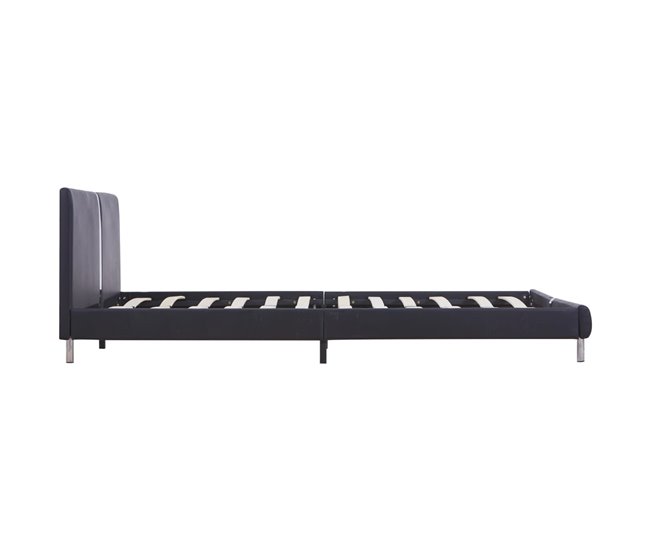 Conforama Estructura De Cama De Cuero Sintético Negro 120x200 Cm