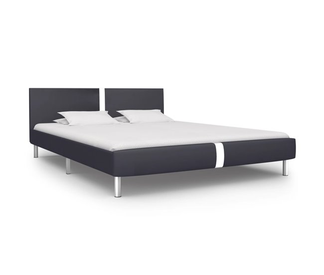 Conforama Estructura De Cama De Cuero Sintético Negro 140x200 Cm