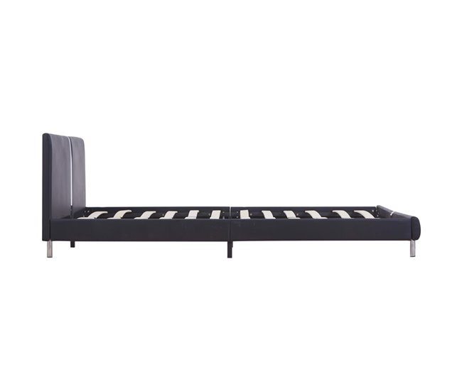 Conforama Estructura De Cama De Cuero Sintético Negro 140x200 Cm