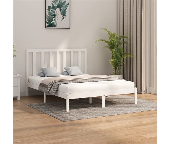 Conforama Estructura De Cama De Madera Maciza Blanca 160x200 Cm