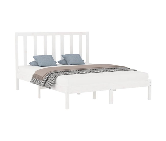 Conforama Estructura De Cama De Madera Maciza Blanca 160x200 Cm