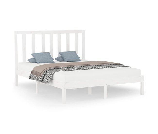 Conforama Estructura De Cama De Madera Maciza Blanca 160x200 Cm