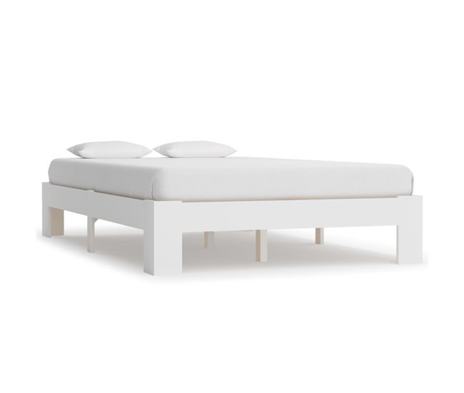 Conforama Estructura De Cama De Madera Maciza De Pino Blanco 140x200 Cm