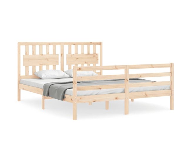 Conforama Estructura de cama de matrimonio con cabecero madera maciza