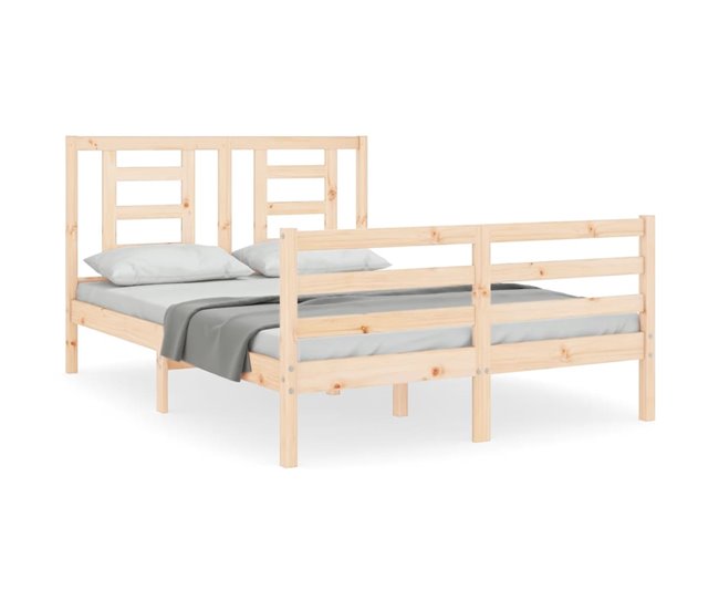 Conforama Estructura de cama de matrimonio con cabecero madera maciza
