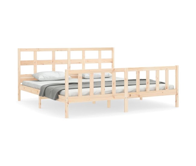 Conforama Estructura de cama de matrimonio con cabecero madera maciza