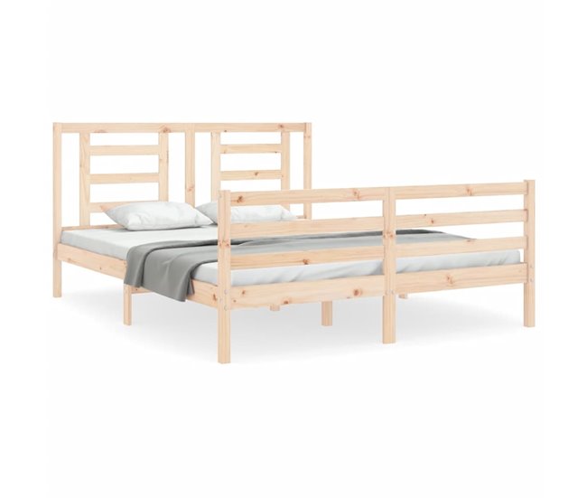 Conforama Estructura de cama de matrimonio con cabecero madera maciza