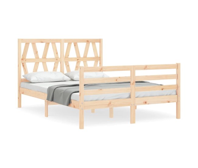 Conforama Estructura de cama de matrimonio con cabecero madera maciza