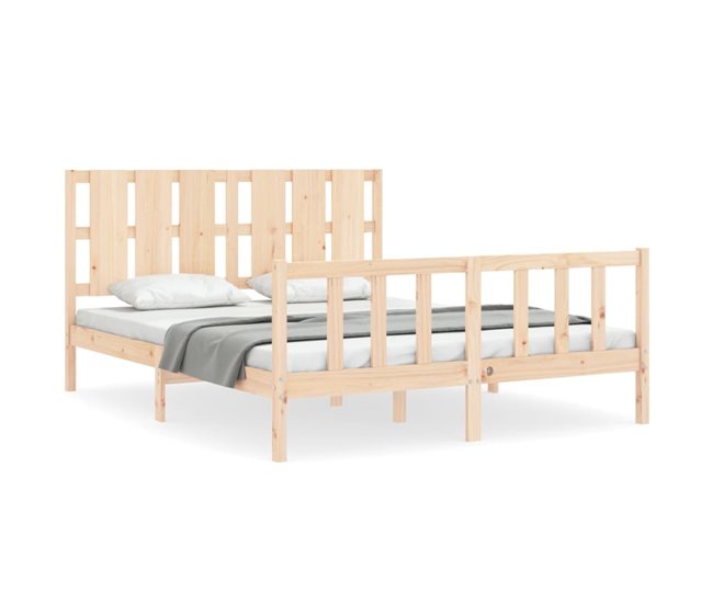 Conforama Estructura de cama de matrimonio con cabecero madera maciza