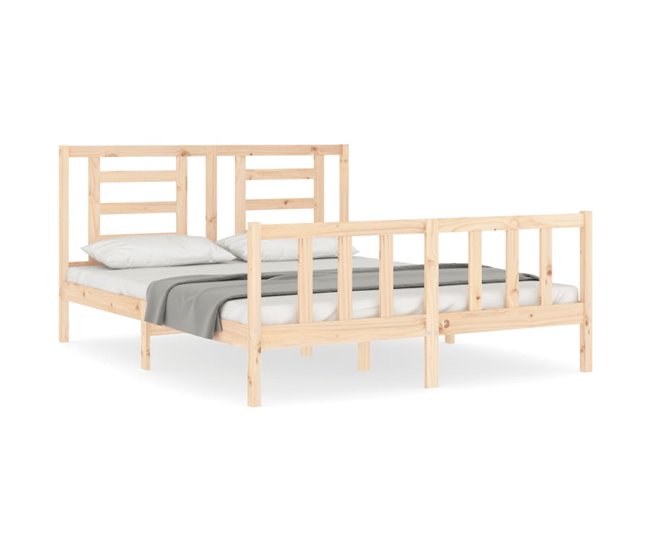 Conforama Estructura de cama de matrimonio con cabecero madera maciza