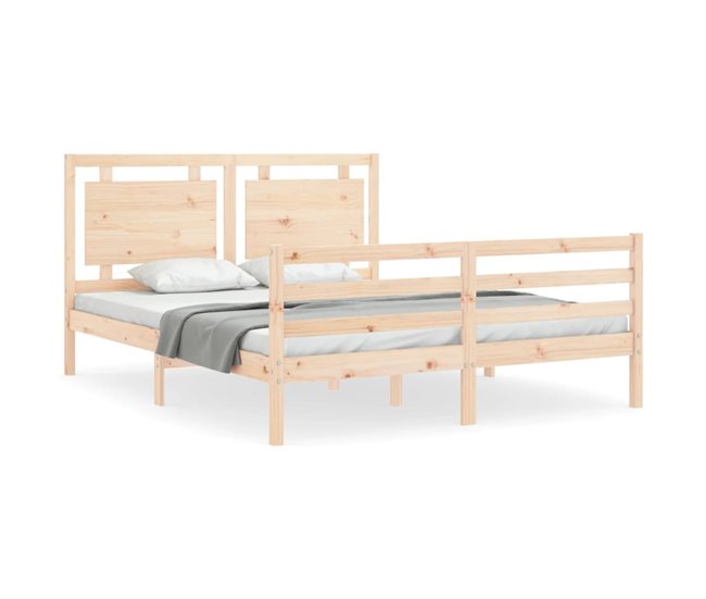 Conforama Estructura de cama de matrimonio con cabecero madera maciza