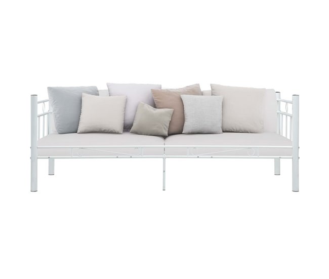 Conforama Estructura de cama de metal blanco 90x200 cm