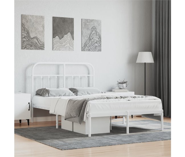 Conforama Estructura De Cama De Metal Con Cabecero Blanca 120x190 Cm Con Cabecero