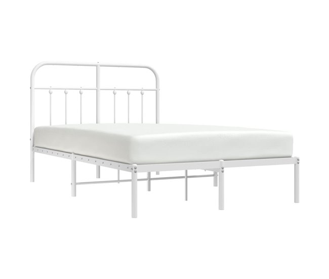 Conforama Estructura De Cama De Metal Con Cabecero Blanca 120x200 Cm Con Cabecero