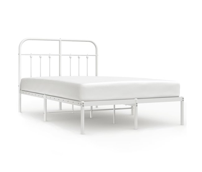 Conforama Estructura de cama de metal con cabecero blanca 120x200 cm con cabecero