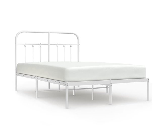 Conforama Estructura de cama de metal con cabecero blanca 120x190 cm con cabecero